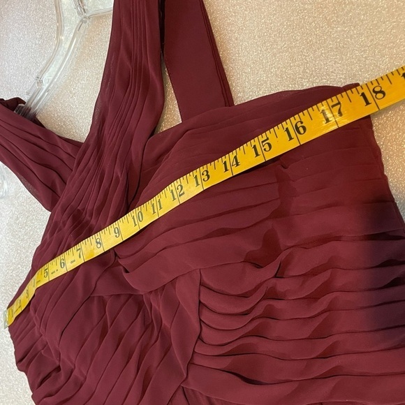 Bill Levkoff 7016 Pleated Bridesmaid Gown 12 Wine Modest long dress maxi - Picture 7 of 10